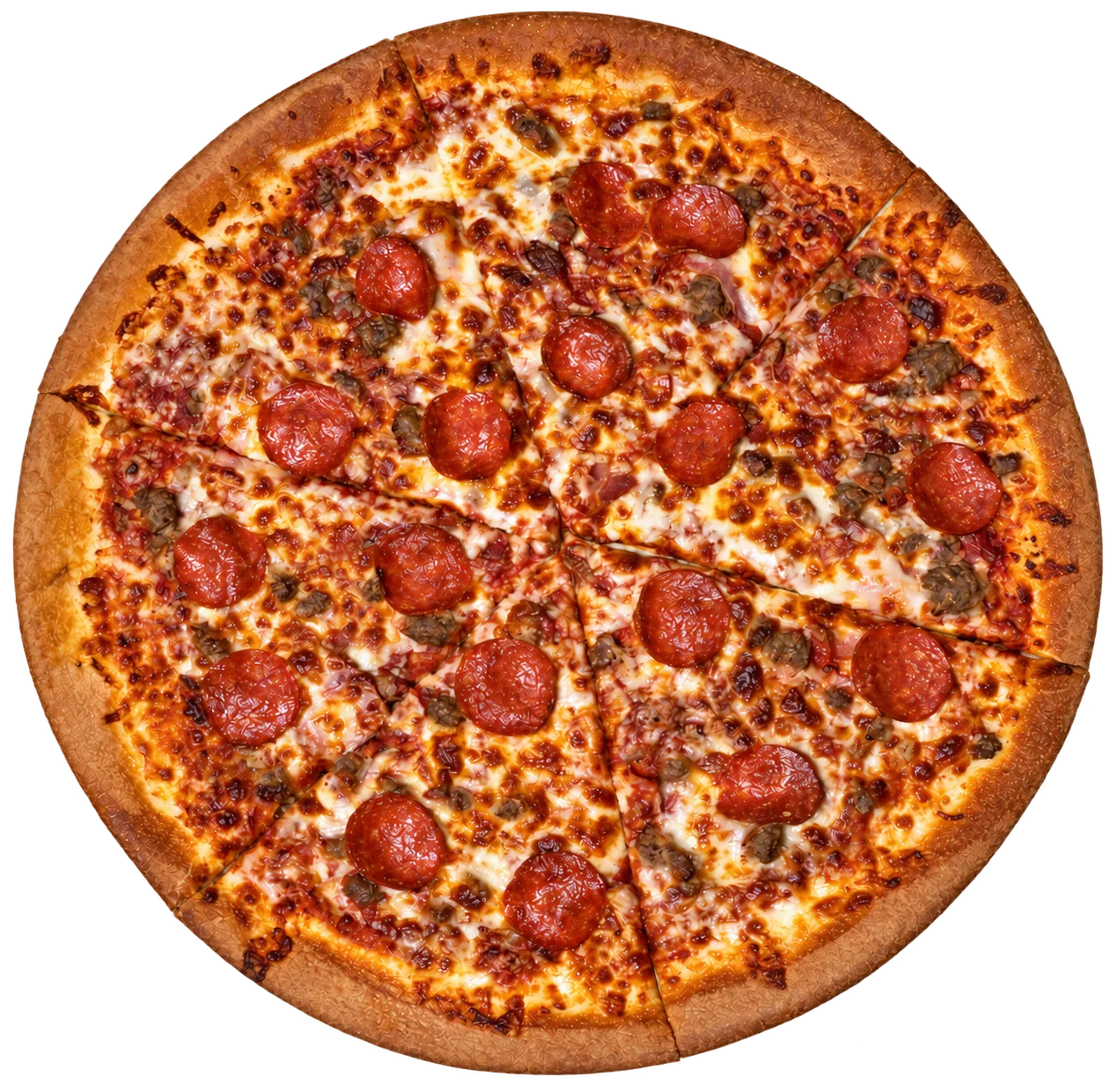 Joe’s Meat Pie topped with sausage, pepperoni, ham and bacon